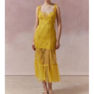 Urban Outfitters Embroidered Floral Midi Dress